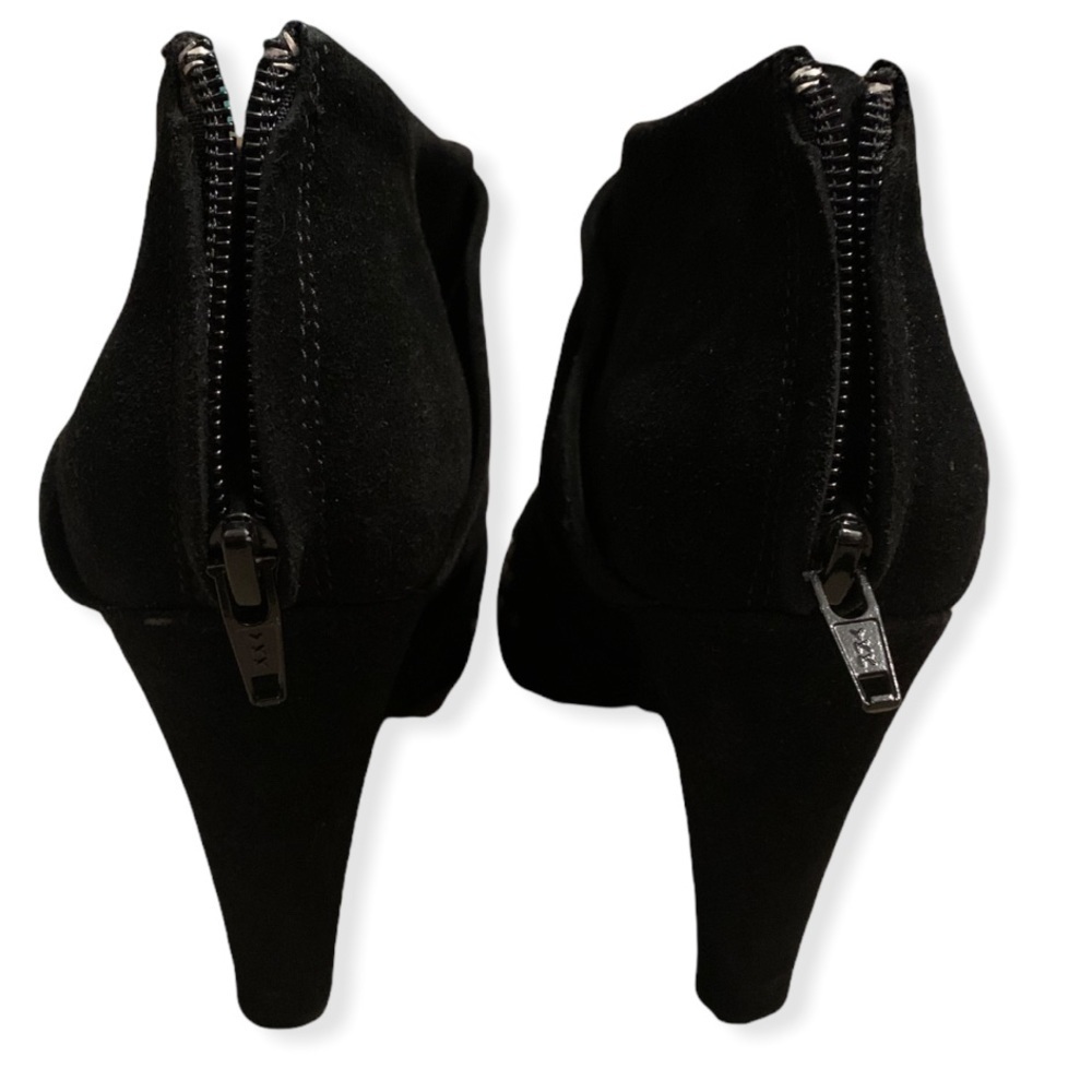 See By Chloe Black Suede Silver Studded Toe Heeled Ankle Booties Size 37.5 - Picture 7 of 9